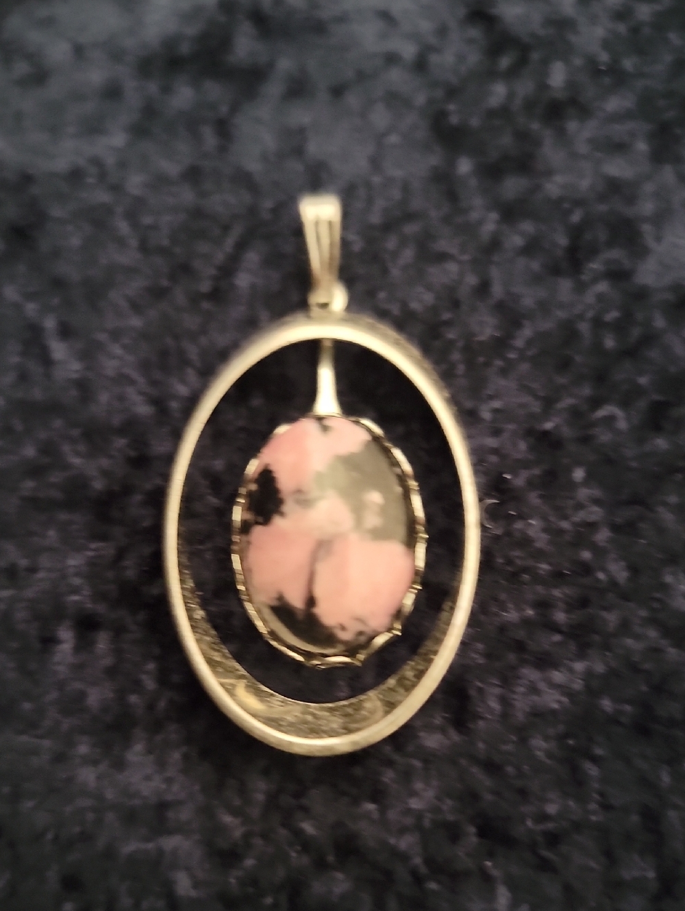 Silver Tone Pink Rhodonite Pendant